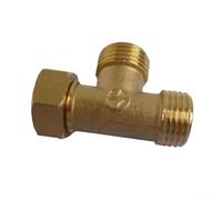 Glewi Conector roscado en T de latón de 1/2 pulgada, divisor de 3 vías para manguera de jardín, brazo de ducha y grifo, accesorio dorado PCS (C)