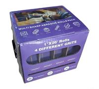 Glewi Correas de lijado de alúmina de 25 mm de ancho con respaldo de tela antiobstrucción para metal, madera, vidrio, piedra, morado, rollo flexible (4 piezas)
