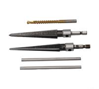 Glewi Juego de escariadores Held de 3 a 13 mm, 5 a 16 mm con taladro hexagonal de 6 mm, mango en T, herramienta de corte de chaflán cónico estriado para puentes de madera, agujeros de pasador de