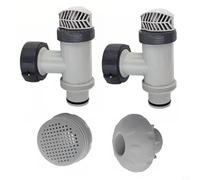 Glewi Kit de piezas de piscina sobre el suelo con 2 válvulas de émbolo, boquilla de entrada de 1.5 pulgadas, colador de 1.25 pulgadas para sistemas de filtración de 1500-4000 GPH