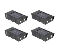 Glewi Paquete de 4 luces solares de pared de jardín, impermeables, faroles LED blancos cálidos, valla de plástico negro, decoración de escaleras de patio, lámpara al aire libre (luz blanca)