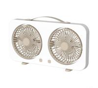 Glewi Ventilador de escritorio USB de doble cabezal de alta potencia, doble flujo de aire, refrigeración silenciosa, para oficina, dormitorio, uso al aire libre, blanco, 37 x 21 x 5 cm