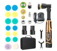GLEX Mini pulidora inalámbrica, reparadora de arañazos inalámbrica de 12 V, mini pulidora inalámbrica para coche con almohadilla de pulido y almohadilla de lana, juego premium para pulir, lijar y