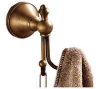 GLFLOW Gancho de pared de latón antiguo de estilo vintage para colgar albornoz y toalla, acabado de bronce, cobre resistente, 9,7 x 5,5 x 7,2 cm (gancho curvado)