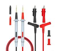 GLFLOW Kit de prueba de multímetro de PVC y cobre puro, aislado a presión para clips de cocodrilo, plátano apilable de 4 mm, para mini ganchos de agarre, para voltaje, corriente, prueba de resistencia