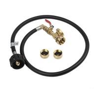 GLFLOW Kit de recambio de cilindro de parrilla, manguera adaptadora de repuesto de propano con medidor y válvula de control, kit de latón y goma de 3 pies con 2, para cilindro de 1 libra y tanque