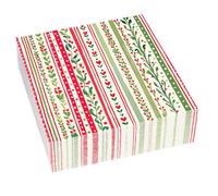 Glick Servilletas navideñas de lujo, paquete de 20, 3 capas, vides lineales, totalmente reciclables, 33 x 33 cm cuando se abren, blanco, rojo y verde