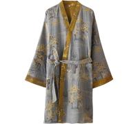 Glixoft Kimono De Algodón Estilo Japonés con Cinturón para Hombre, Pijama De Verano Transpirable De Longitud Media con Estampado Fino De Jacquard, De Baño para Hombre