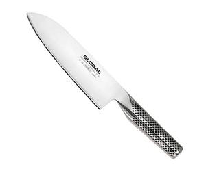 Global Knives G-46 Cuchillo Santoku liso con hoja de 18 cm, Cromova 18 Acero Inoxidable