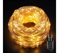 GlobaLink Tubo LED Navidad Exterior 500LEDs 25M-Blanco Cálido | Manguera de Luces IP44 Impermeable, Tira Luces de Cable PVC, 8 Modos para Decoración de Jardín,Terraza,Casa