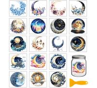 GLOBLELAND 18 hojas 9.9x9.1 cm Magic Moon Rub On Transfer Flores coloridas Jarrón de flores Hogar Decals Plantas Flores Taza Transfer Adhesivo para muebles Jarrón de vidrio Artesanías Decoraciones