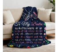 GLOBLELAND Best Friends - Manta de franela con diseño de flores de 59 x 51 pulgadas, color azul, lavable, mullida, para sofá, silla, sofá, cama, dormitorio, hogar