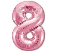 Globo 8° Cumpleaños Número 8 Rosa Gigante, Globo XXL de 100cm. Decoración 8° Cumpleaños para Niña. Aire o Helio.