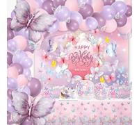 Globo Arco Púrpura 151 Piezas - Conjunto de Globos de Mariposa para Cumpleaños y Fiesta - Decoración para Niños, Niñas Bautismo, Paisaje, Baby Shower