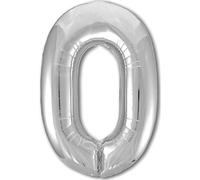Globo Cumpleaños 10 20 30 40 50 60 70 80 90 Número 0 Silver Plata Gigante, Globo XXL de 100cm. Decoración Cumpleaños. Aire o Helio.