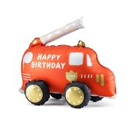 PartyDeco Globo de aluminio grande con diseño de camión de bomberos, decoración fiesta infantil