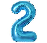 Globo de aluminio para cumpleaños de 2 años, 2 XXL, gigante azul, 101 cm, decoración de cumpleaños de 101 cm, decoración de cumpleaños
