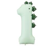 Globo de dinosaurio con número 1, decoración para cumpleaños, diseño de dinosaurio, color menta (92 cm)