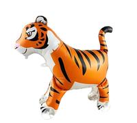 Globo de Foil Gigante Tigre Caminante con Ruedas, Globo XXL Animal del Bosque, Globo 3D Tigre de Pie para Decoración de Cumpleaños Infantil