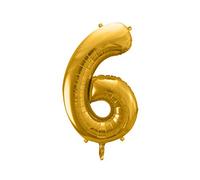 Globo de helio para fiestas decorativas, diseño de número 6, dorado, 86 cm