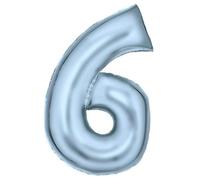 Globo de papel de aluminio azul pastel con número 6, tamaño grande, N34, 86 cm