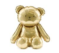 PartyDeco Globo de papel de aluminio con forma de oso Oro 38 x 42 cm Relleno de aire Baby Shower