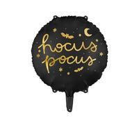 PartyDeco – Globo de papel de aluminio – Hocus Pocus Hocus – Negro, Halloween, 35 cm – 1 unidad