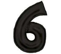 Globo de papel de aluminio N34 con número 6, 86 cm, color negro