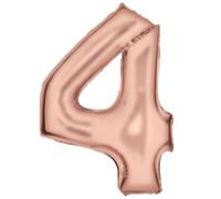 Globo de papel de aluminio N34 con número grande de 4 unidades, 86 cm, color oro rosa