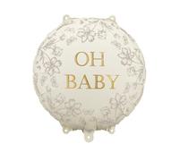 PartyDeco - Globo de papel de aluminio Oh Baby 35 cm beige con diseño de flores - Helio y aire