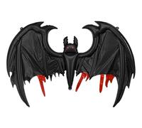 Globo de papel de murciélago negro con detalles en rojo, aprox. 120 x 81 cm, relleno de aire, incluye pajita, globo decorativo de Halloween, grande, decoración de fiestas, fiestas temáticas