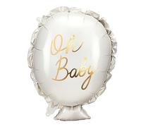 PartyDeco Globo Oh Baby 37 x 53 cm para baby shower, helio o aire blanco y dorado