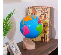 Globo geográfico Montessori de alta calidad – Globo terráqueo de madera de haya maciza de 22 cm para niños, material educativo de geografía para aulas, continentes, juguete sensorial para bebés y mate