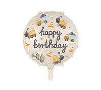 PartyDeco Globo Happy Birthday camión de la construcción 45 cm