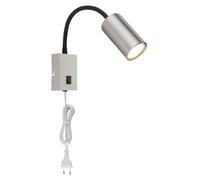 GLOBO Lámpara de pared interior con interruptor y cable, lámpara de enchufe para dormitorio, color plateado 57911W