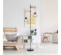 Globo Lámpara de pie Mina, negro/marrón, altura 168 cm, metal/madera