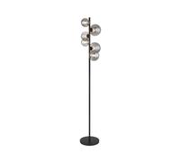 GLOBO Lámpara de pie para salón, 6 bolas de cristal ahumado, moderna, color negro 56133-6S