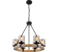 Globo Lighting Lila lámpara colgante 6x60 W negro-humado-madera 15555-6H