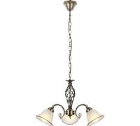 Globo Lighting Luster: estructura de metal imitación latón, pantalla de vidrio satinado, cable de PVC color marrón, altura regulable, diámetro: 600 mm, altura: 1200 mm, excluye 3 bombillas E27 de 60W
