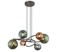 Globo Lighting Riha lámpara colgante 6x3.5 W verde-humado-gris/gris ceniza-marrón 56142-6H