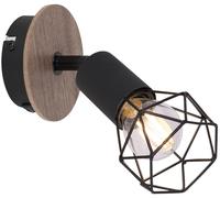 Globo Lighting Xara I lámpara de pared 1x40 W negro-madera 54802S-1H