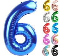 Globo Multicolor número 6 de 32 pulgadas, globos de números grandes 0-9 niños niñas decoración de cumpleaños mujeres hombres suministros de aniversario de fiesta Gold