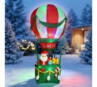 Globo navideño inflable XL con iluminación LED: 210 x 110 cm. Decoración navideña gigante con forma de Papá Noel, autoinflable, de colores y con luces