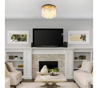Globo Plafón Gorley, blanco/dorado, cristal, Ø 32 cm, 5 luces, E14