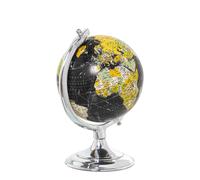 Globo terraqueo aluminio brillo, globo: diametro 15cm, negro 16x15x25cm, base: 13cm