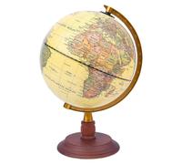 Globo terráqueo antiguo de 20 cm con base de madera, ideal para decoración y aprendizaje