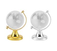 Globo Terráqueo de Cristal, Mini Bola de Cristal del Globo Mundo 3D Terráqueo Mapa del Mundo de Bola Esfera con Soporte para Dormitorio Adorno de Escritorio Recuerdo Decoración (Plat Oro)