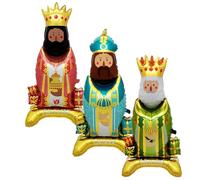 Globos 3 Reyes Magos, 3 Globos Navidad Grandes Foil De Pie Melchor Gaspar Baltasar, Globo De Con Forma Rey Para Navidad Eventos Corporativos Reuniones Familiares Graduación Escuela
