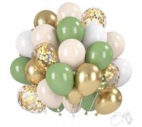 Globos de aire verde y dorado, 30 unidades de globos verde salvia beige dorado metálico, 30,5 cm de diámetro. Globos de helio verde eucalipto blanco dorados para cumpleaños, bodas, bautizos, fiestas