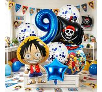 Globos de Aluminio de Anime One Piece, Globo de Aluminio con Forma de Luffy, Artículos de Decoración para Fiestas de Cumpleaños de Niños A447I-B-8